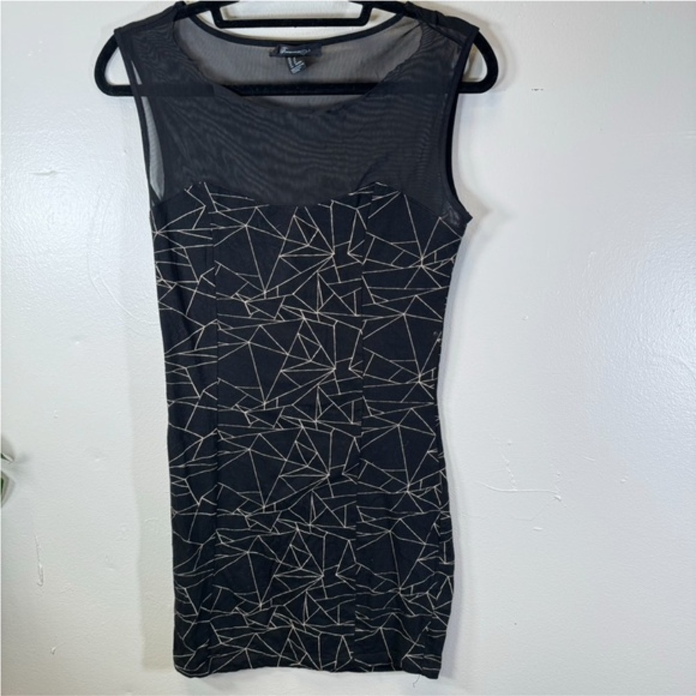 Black mesh mini dress geometric print goth emo small
